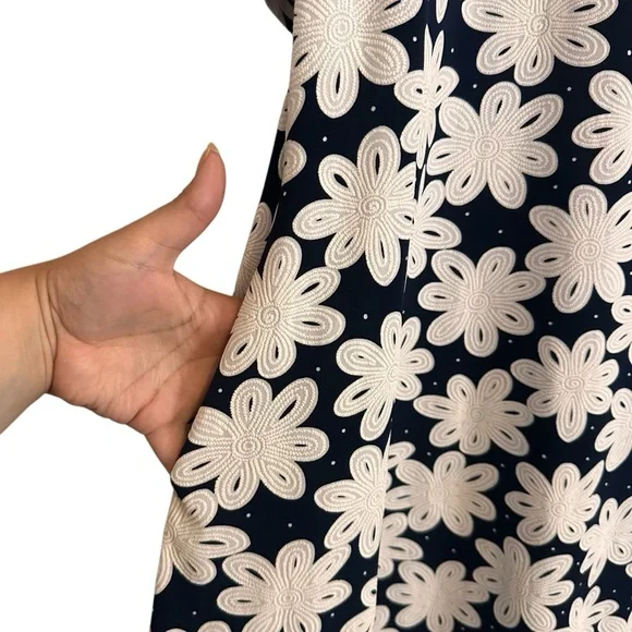 Nina Leonard Floral Navy Blue Dress Size XL - Picture 2 of 8